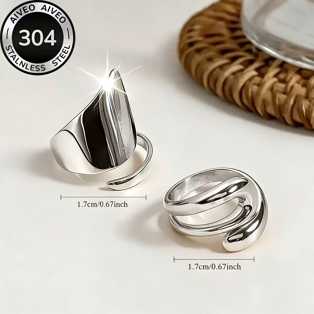 2pcs High-Quality Hypoallergenic Stainless Steel Stackable Rings